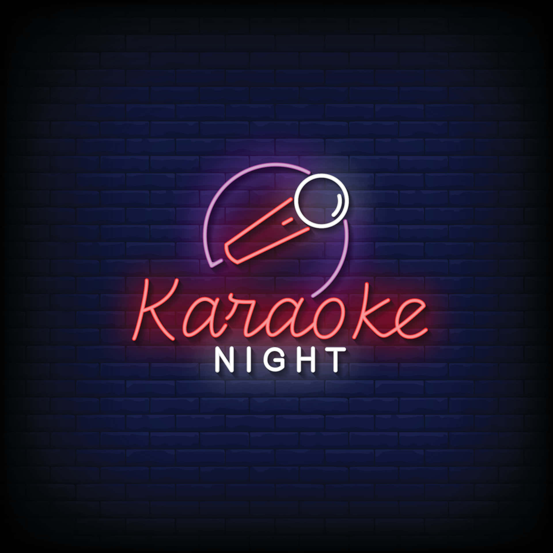 Neon Teken Karaoke Nag Agtergrond Muurpapier