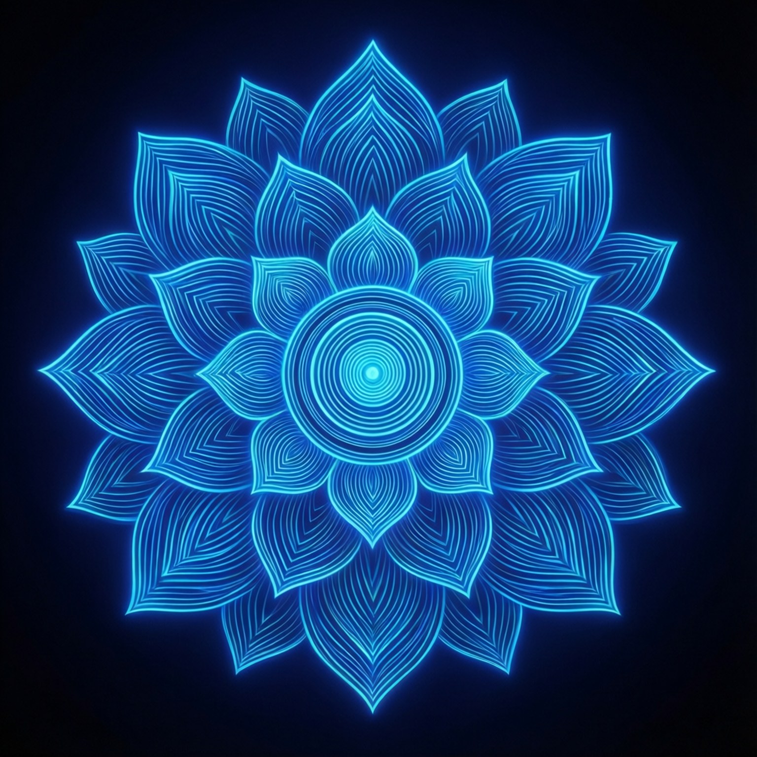 Neonblou Lotus Muurpapier