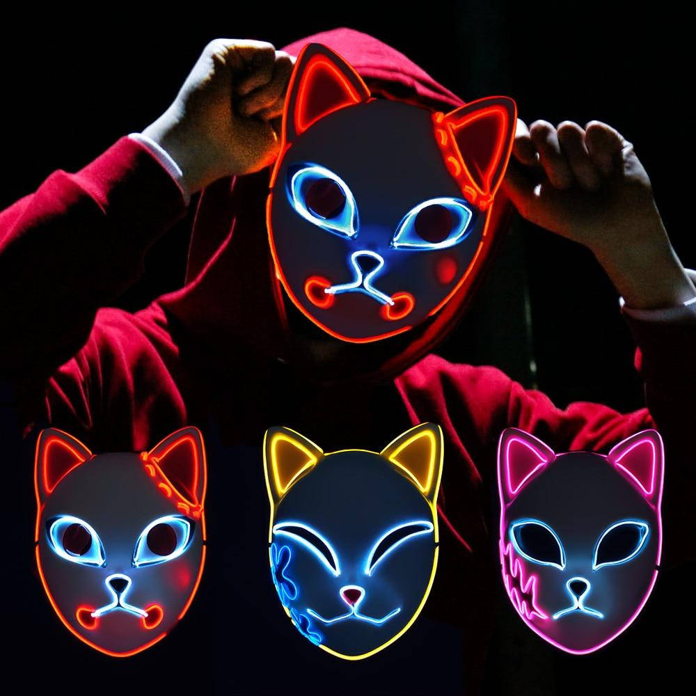 Neonlig Demon Slayer-masker Muurpapier