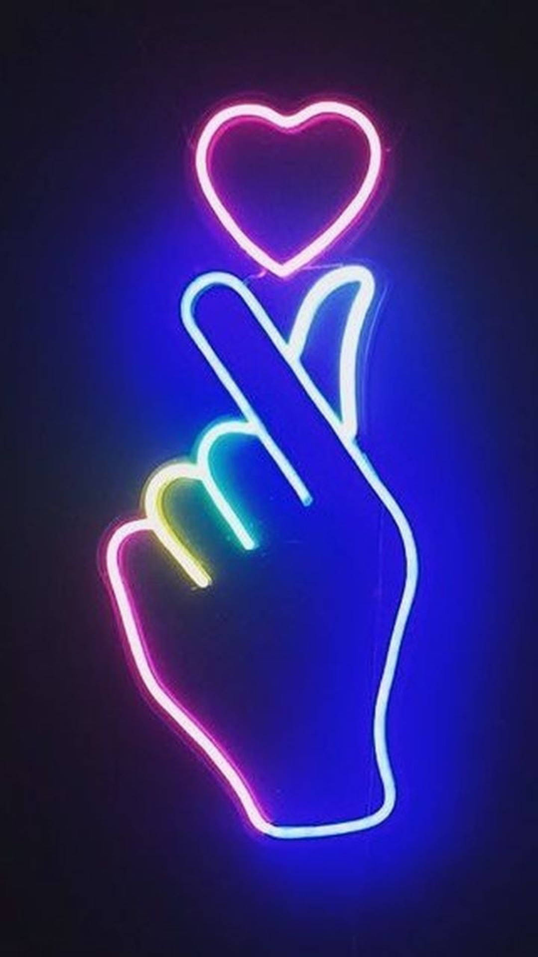 Neonligvingerhart Ontwerp Muurpapier