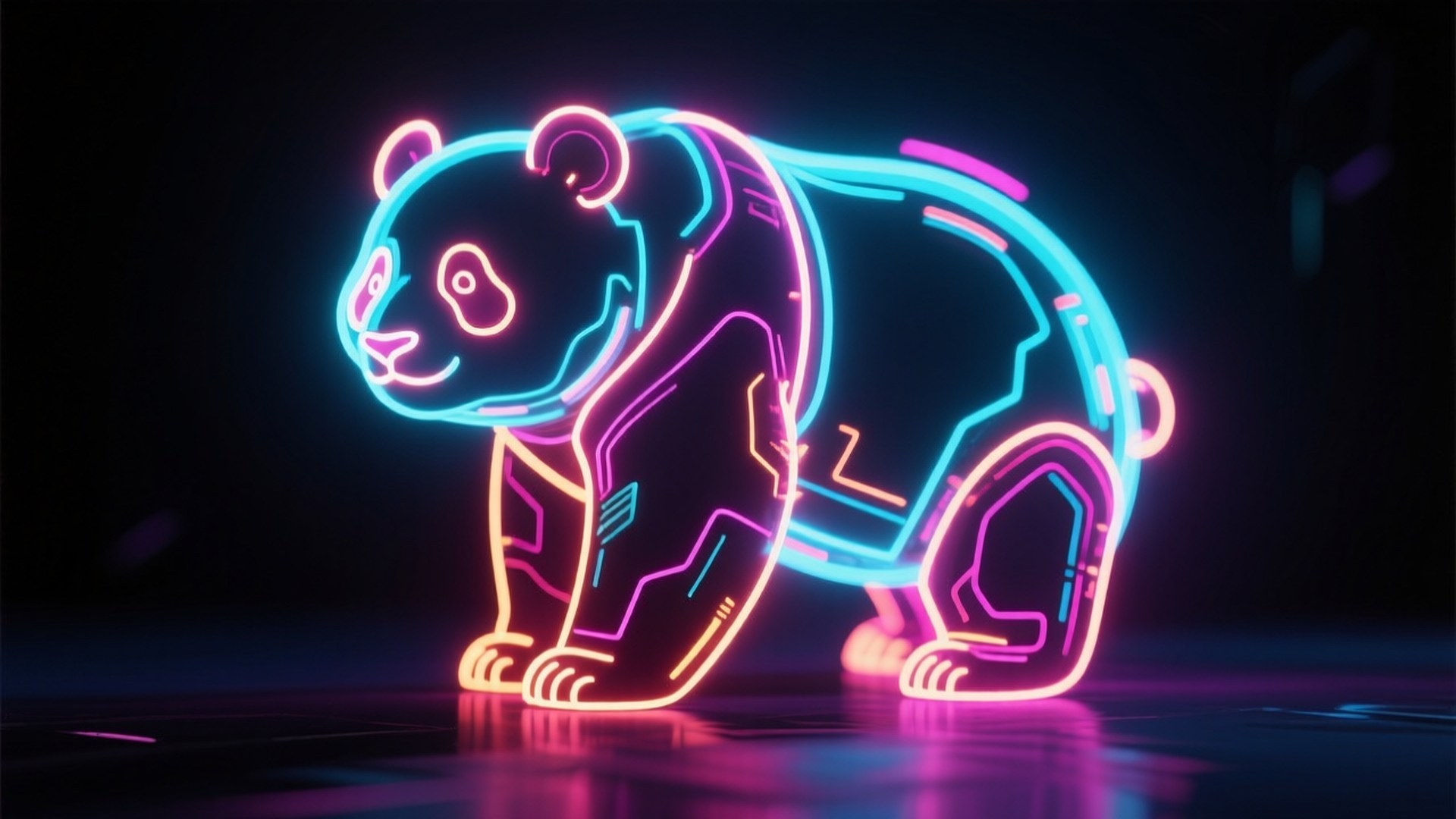 Neonpanda Cyberpunk Muurpapier