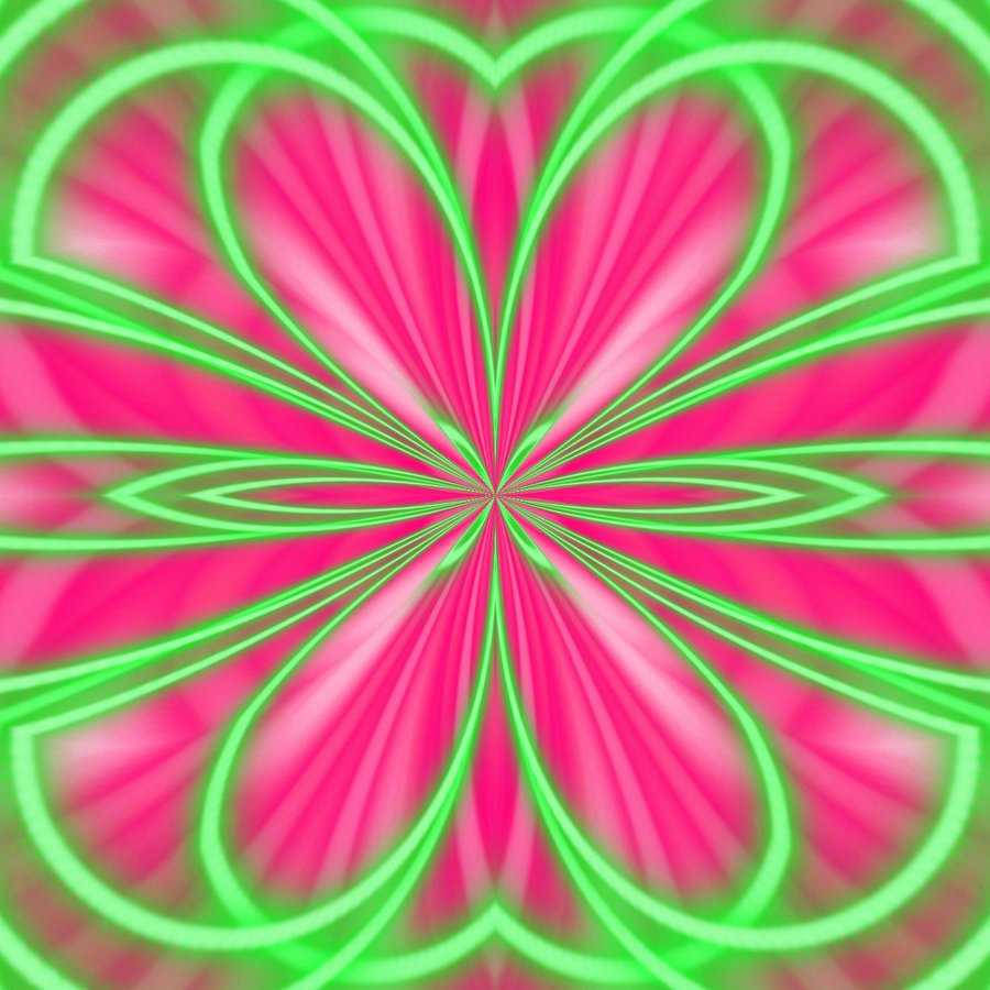 Neonpienk en Groen Spieëlgrafika Muurpapier
