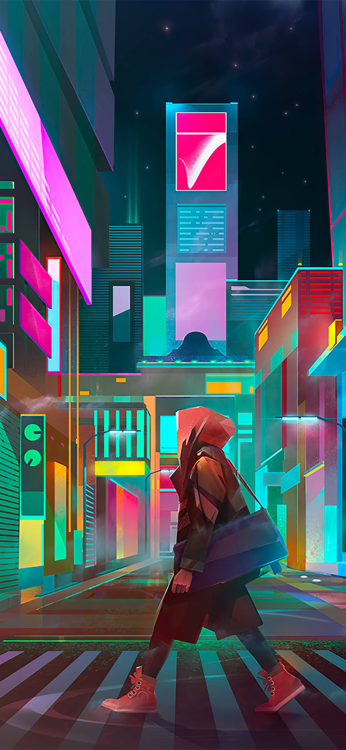 Neonstad Nag Cyberpunk iPhone X Muurpapier