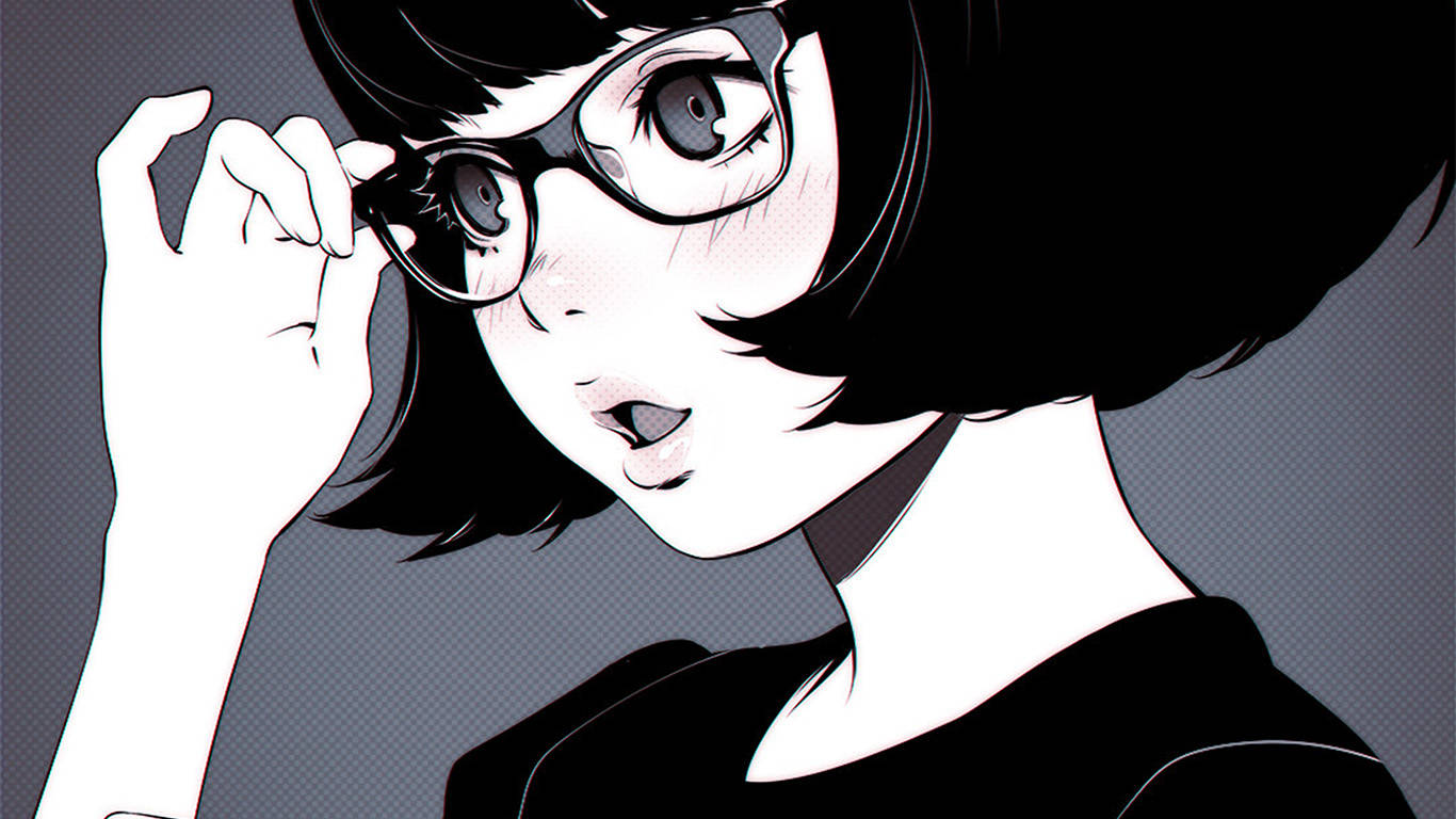 Nerderige Meisie Edgy Anime Profielfoto Muurpapier