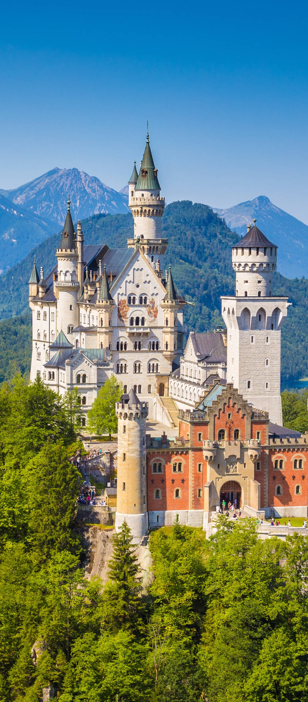 Neuschwanstein-kasteel Bergagtergrond Muurpapier