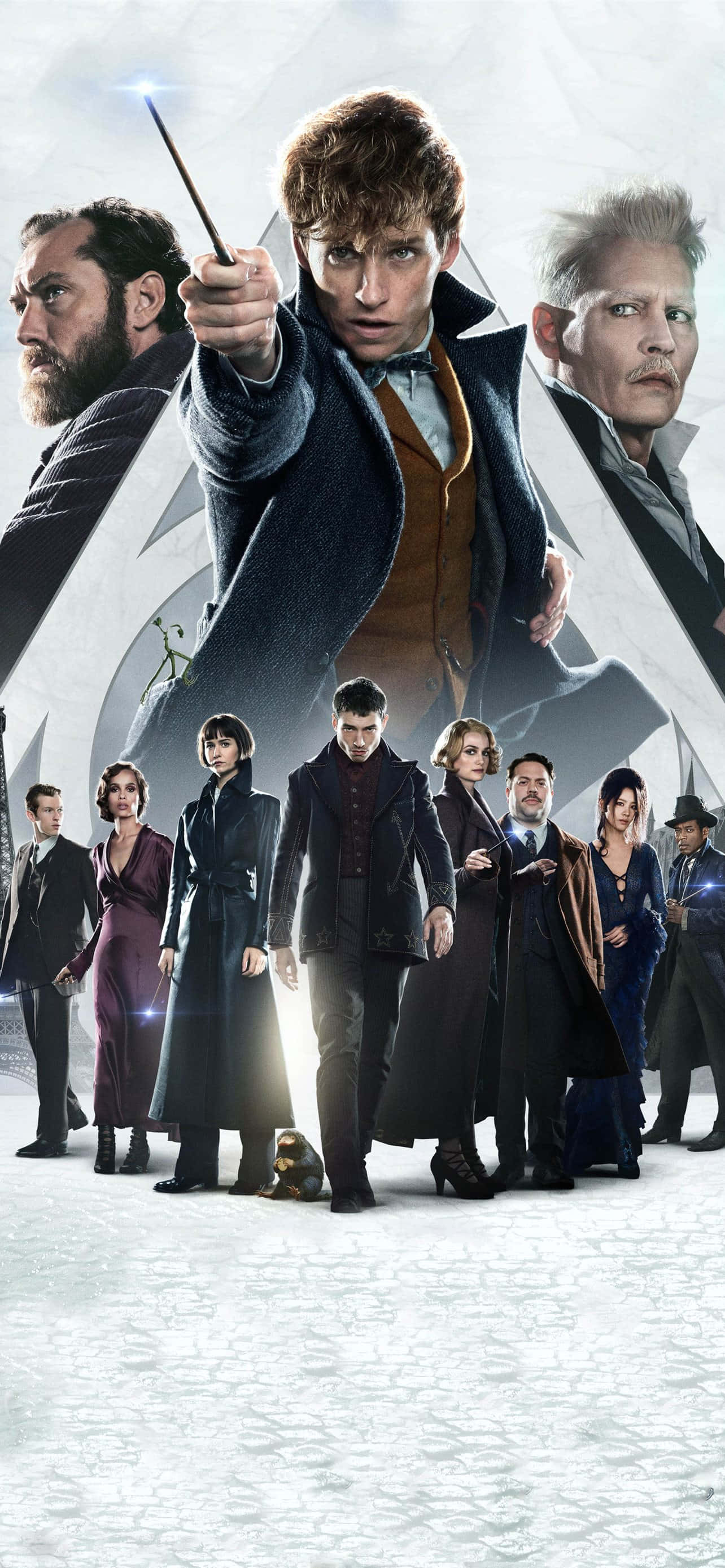 Newt Scamander met Fantastiese Diere in Magiese Koffer Muurpapier