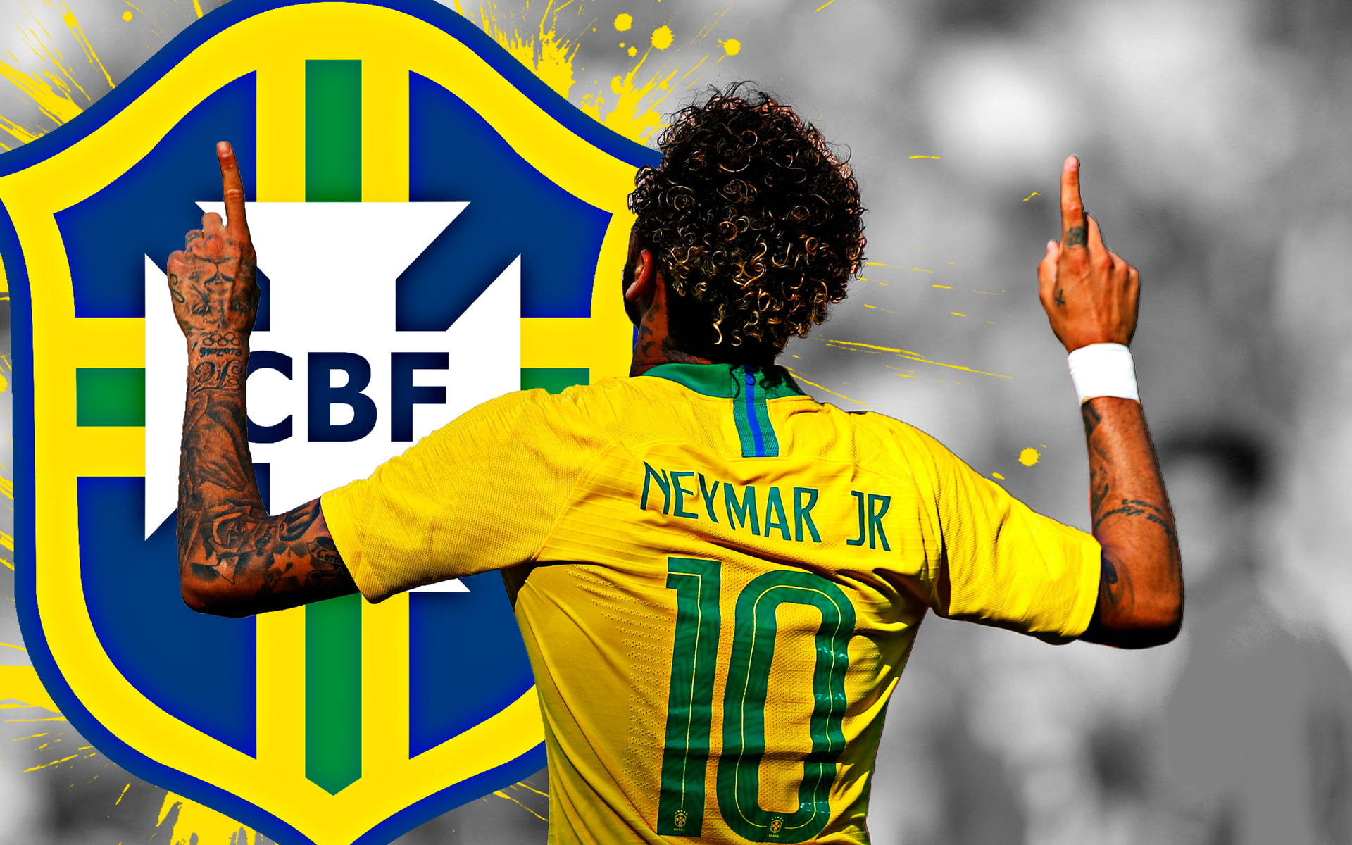 Neymar 4K met Groot CBF-logo Muurpapier