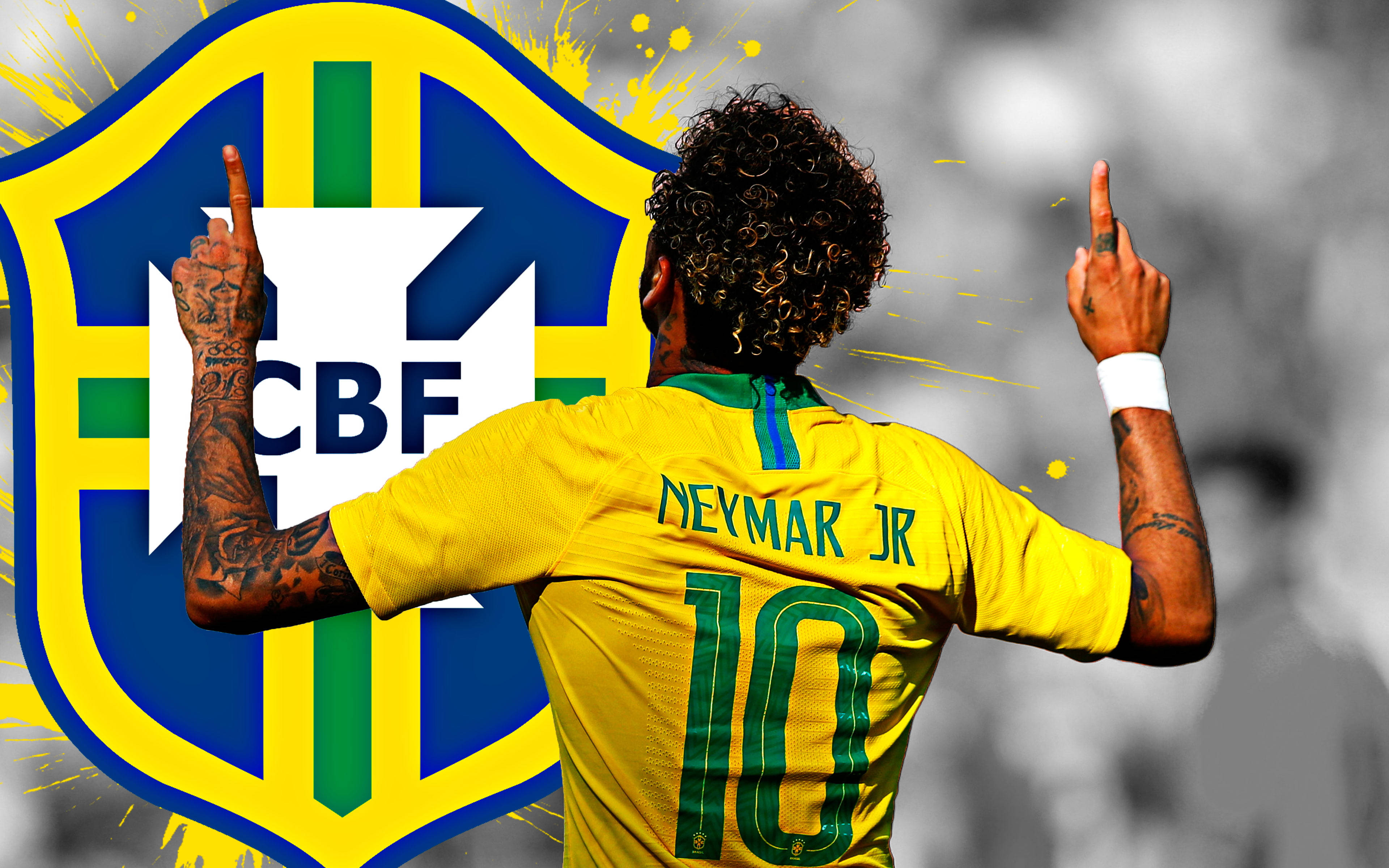 Neymar 4K met Groot CBF-logo Muurpapier