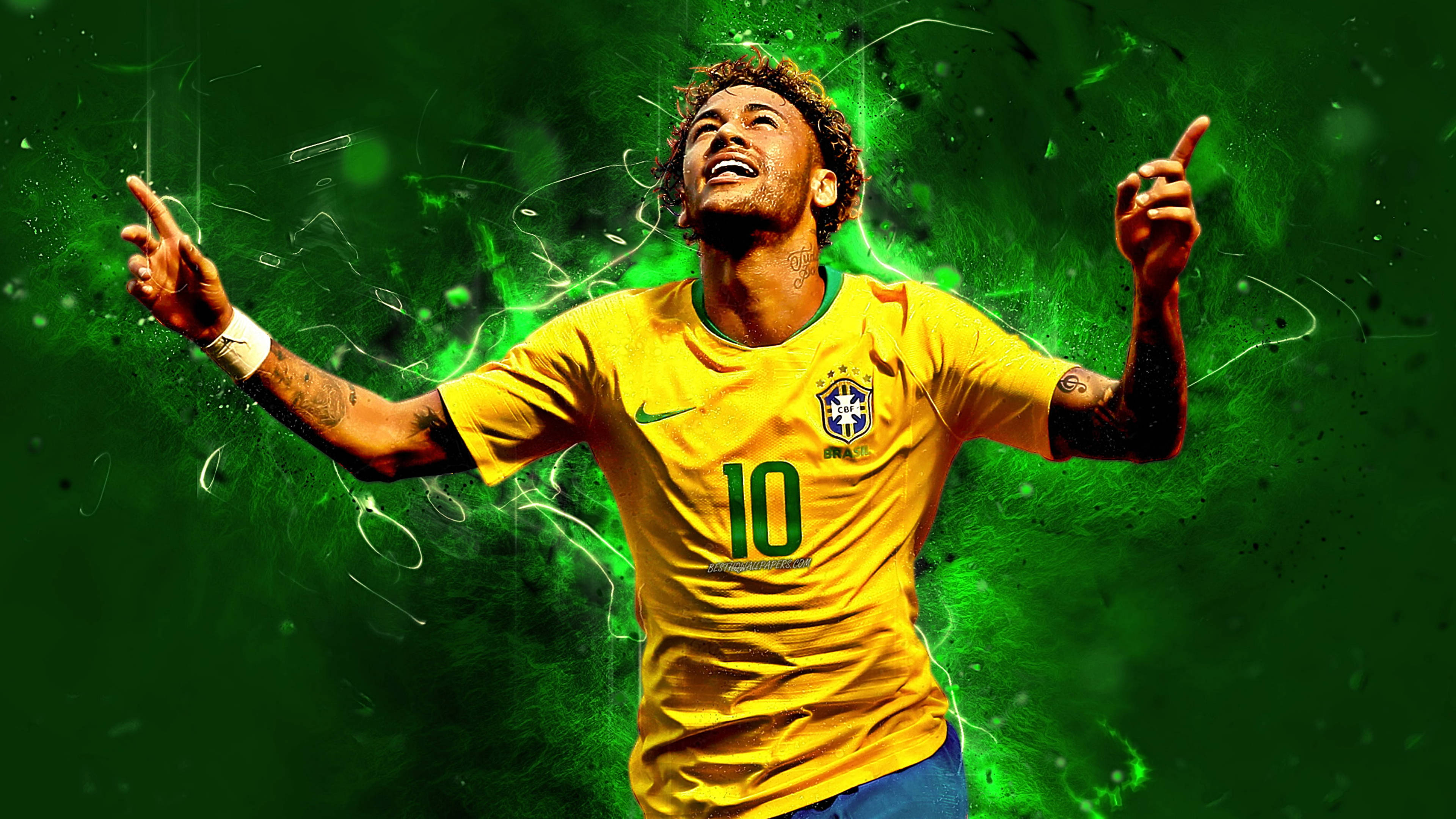 Neymar 4K Neon Groen Aanhanger Redigering Muurpapier