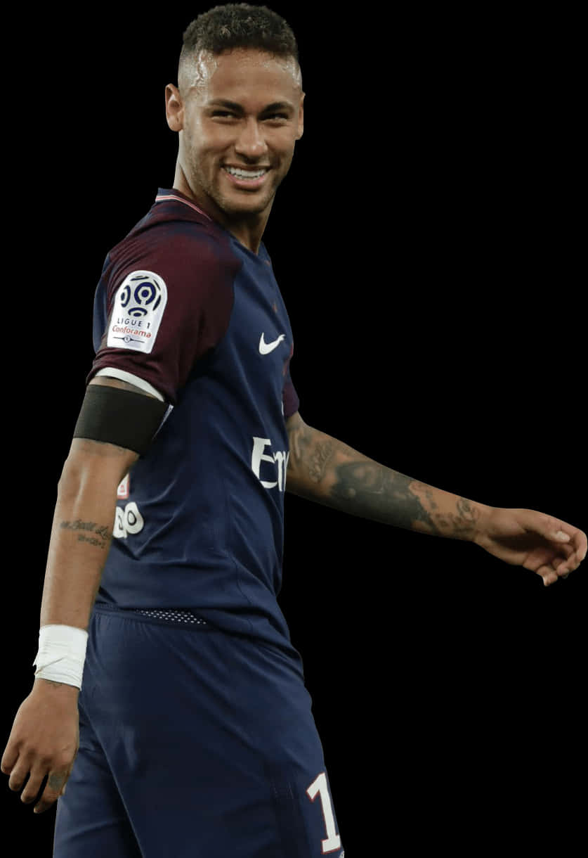 Neymar Glimlag in Paris Saint Germain-uitrusting Muurpapier
