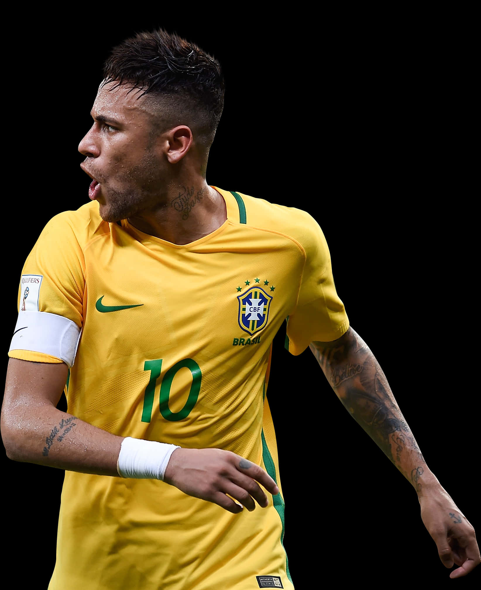 Neymar in aksie met Brasilië-hemp Muurpapier