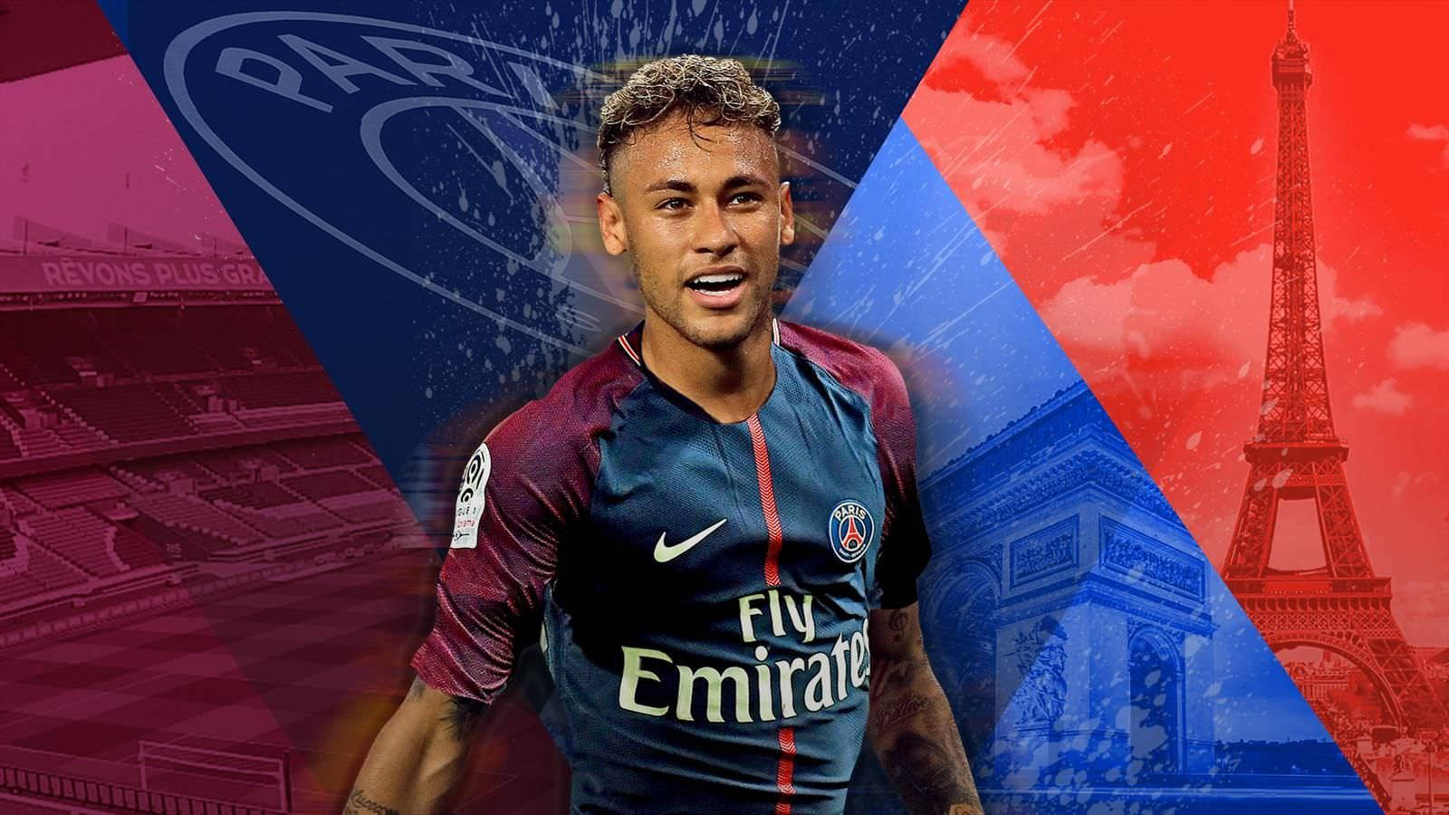Neymar In Geometriese Agtergrond Muurpapier.