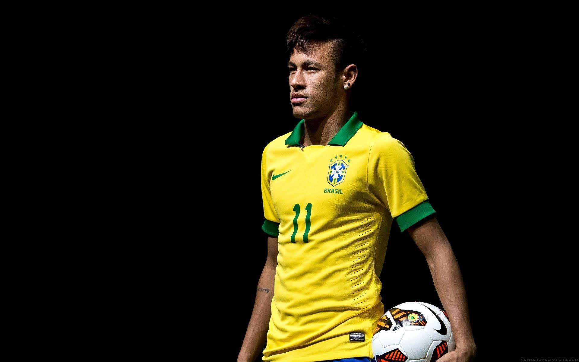 Jonger Neymar Jr. In CBF-agtergrond.