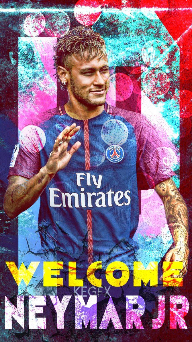 Kleurvolle Kuns Neymar Jr. Muurpapier.