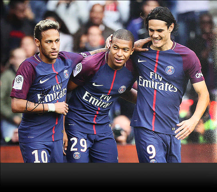 Neymar Mbappé Cavani P S G Viering Muurpapier