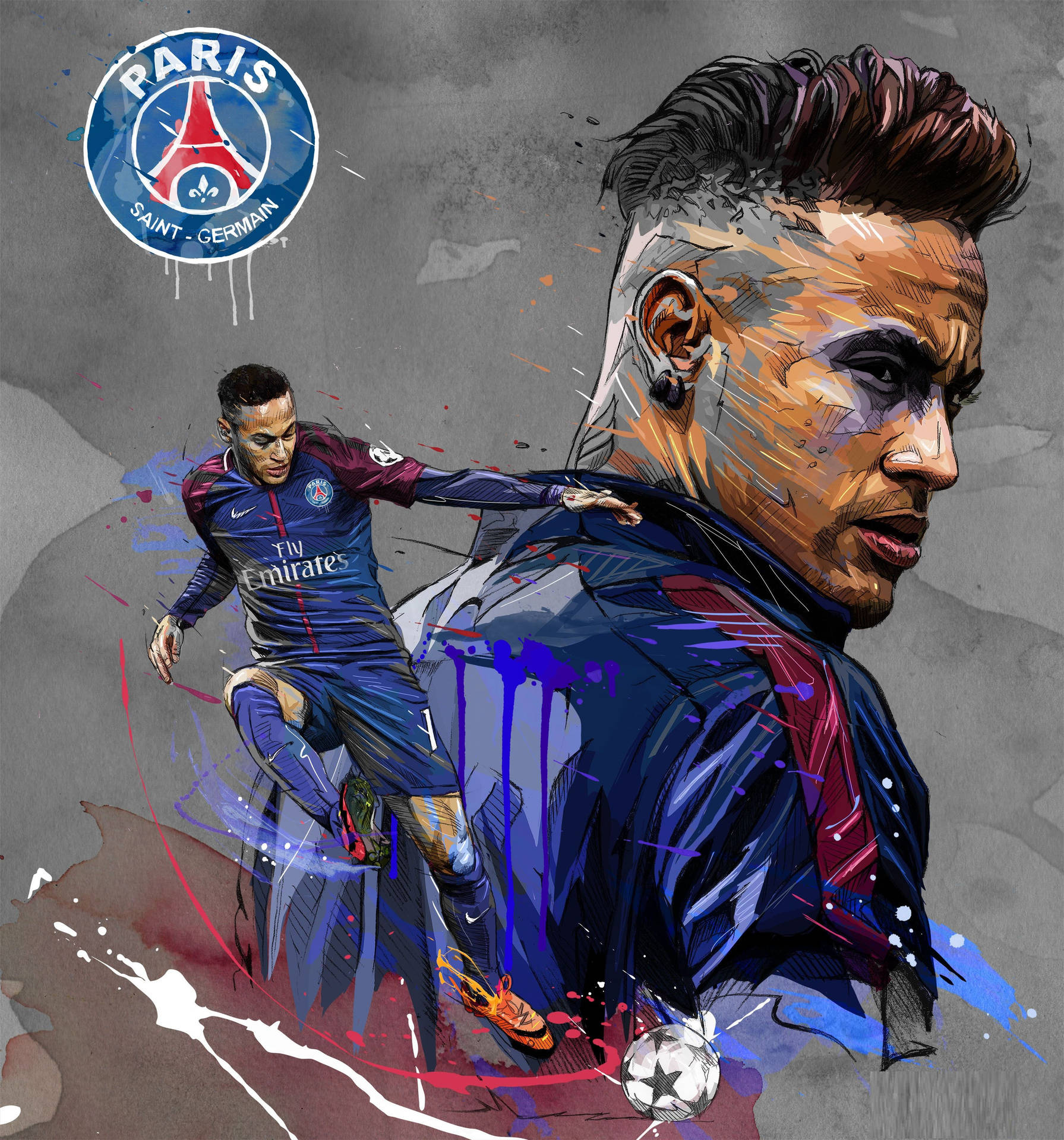 Neymar Pen-gereedskap Kuns Muurpapier.