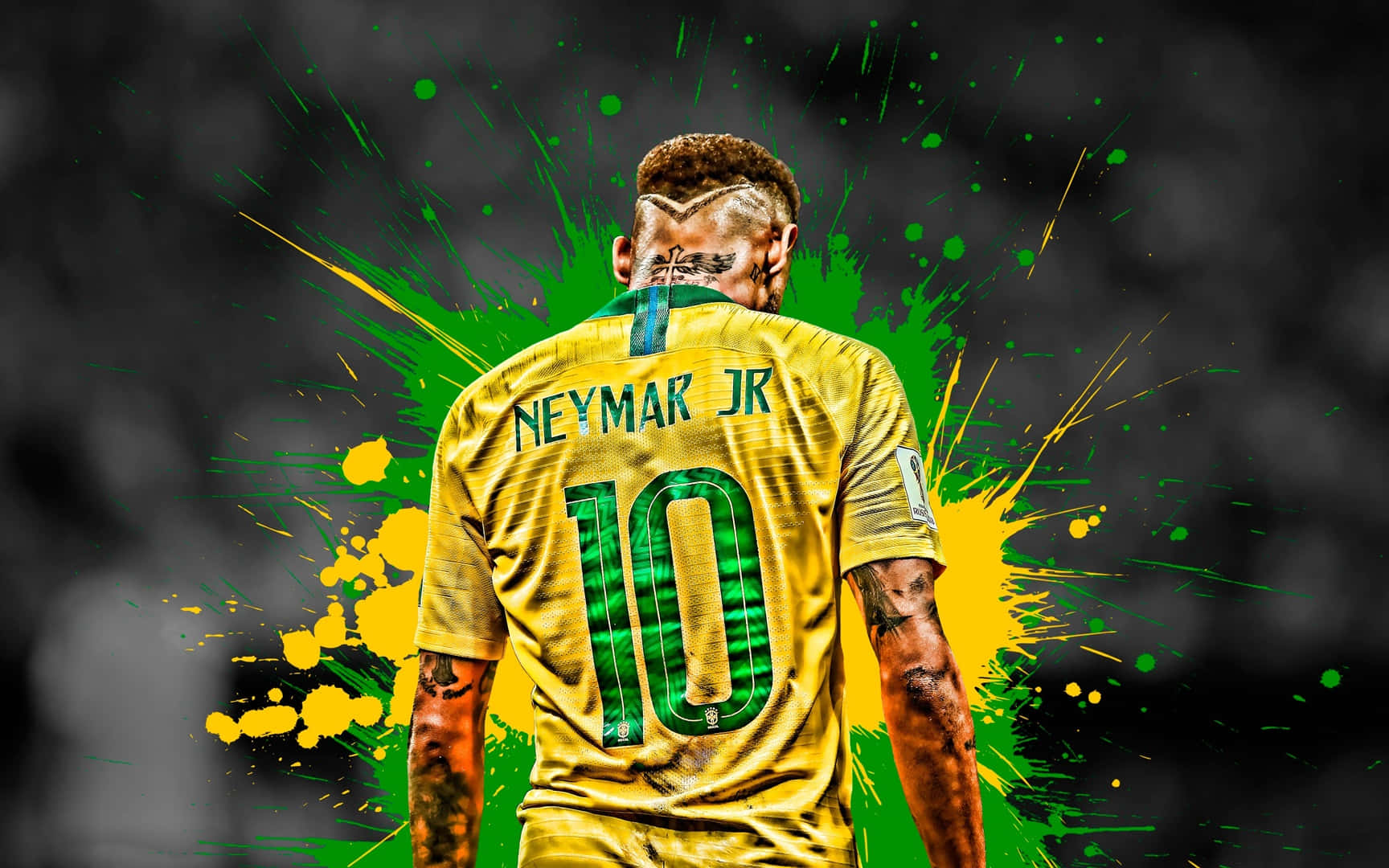 Neymar Ultra HD Geel Groen Spatsel Muurpapier