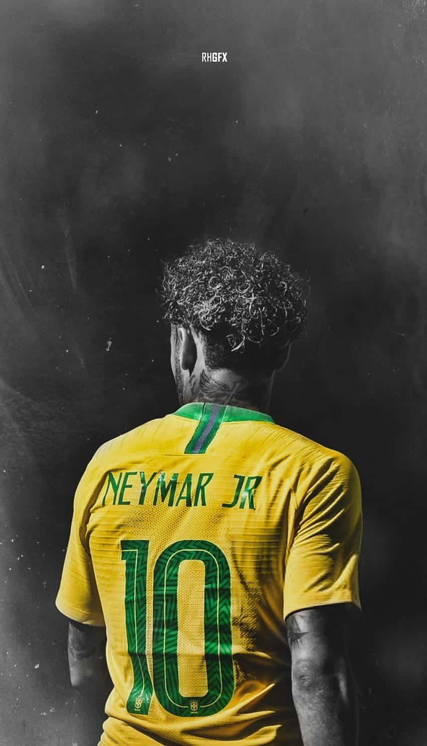 Neymar vier saam met Span Brasilië Muurpapier