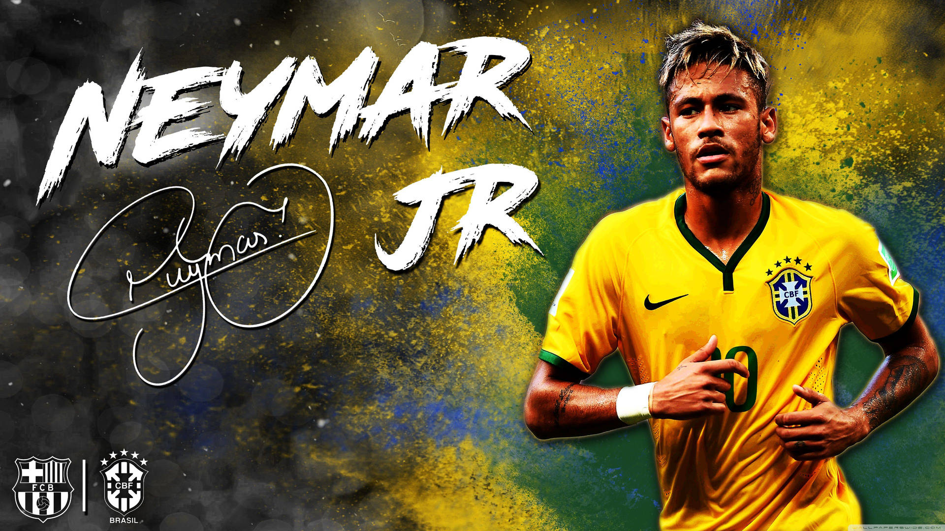 Groen En Geel Neymar Kunsmuurpapier.