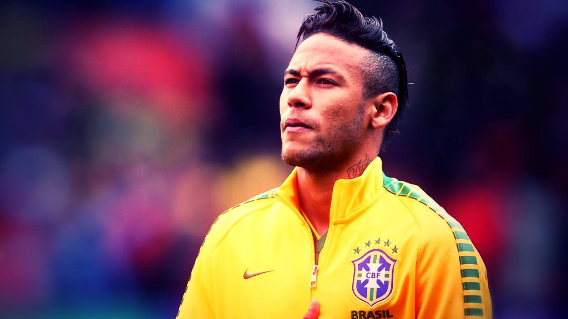 Neymr Jr. Brasilië CBF-baadjie-agtergrond.