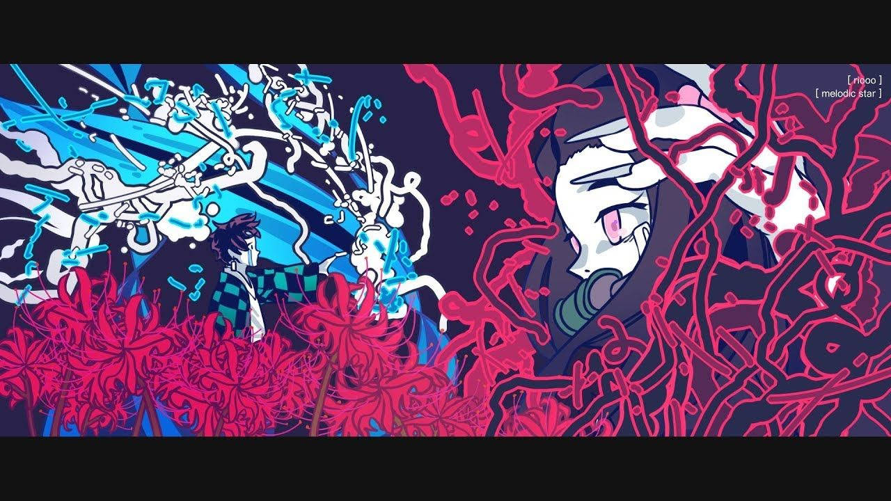 Nezuko en Tanjiro, Demon Slayer Muurpapier