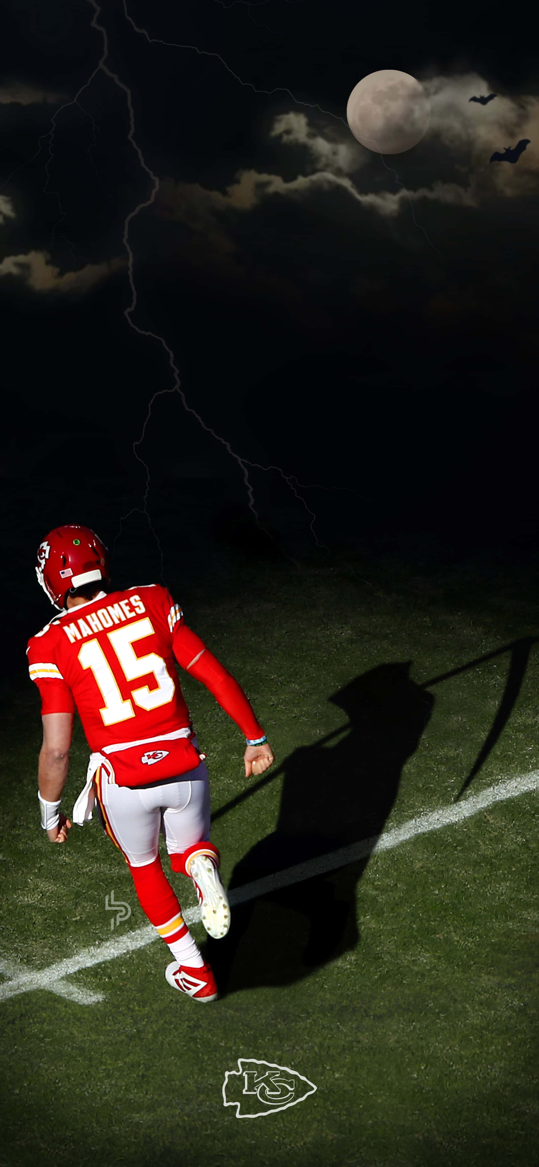 NFL se Pat Mahomes op die foon Muurpapier