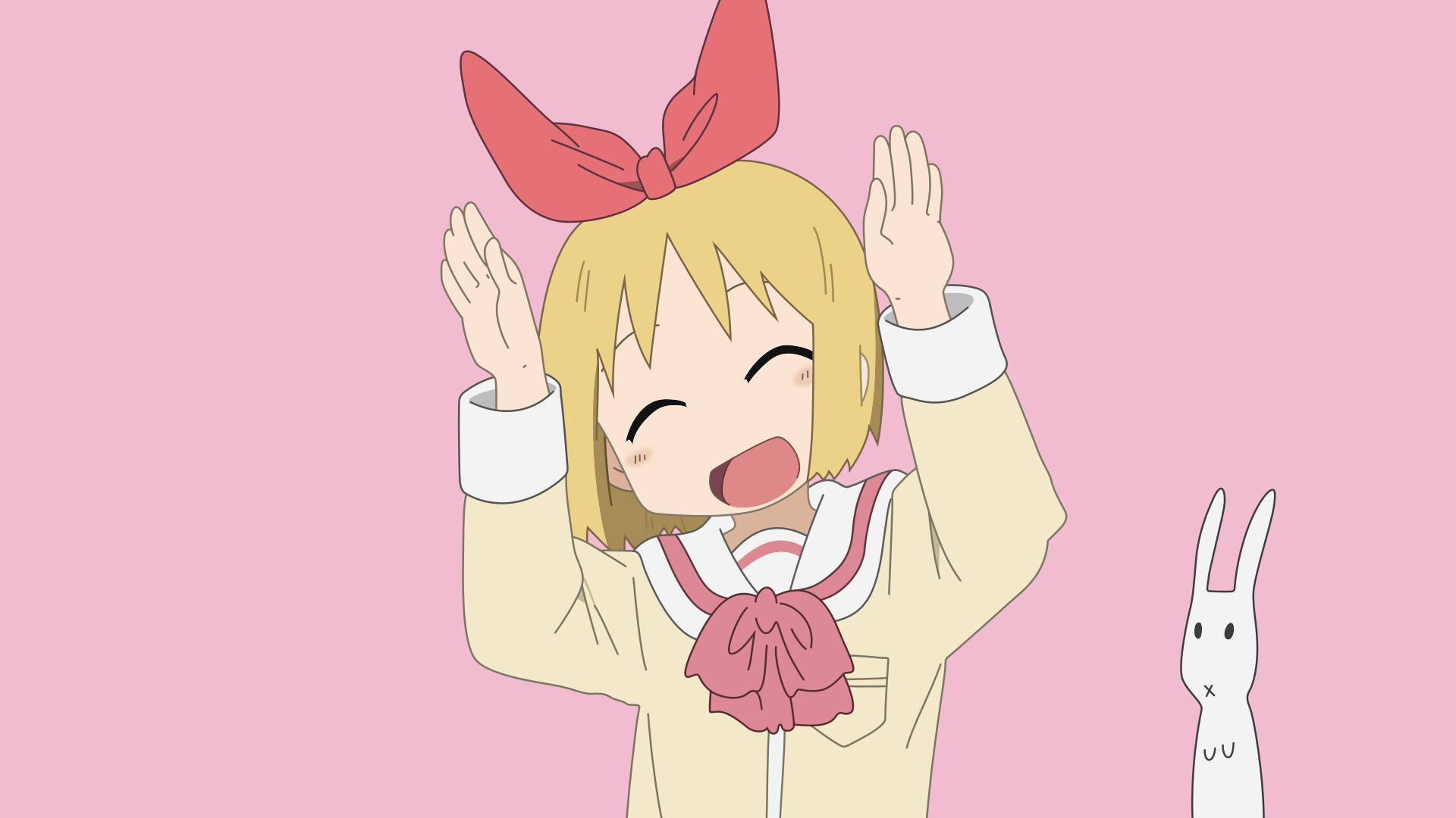 Nichijou Gelukkige Haruna Met Konyn Muurpapier