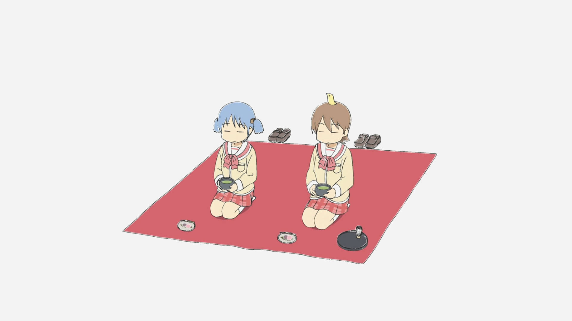 Nichijou Mio en Yuuko Piekniek Muurpapier