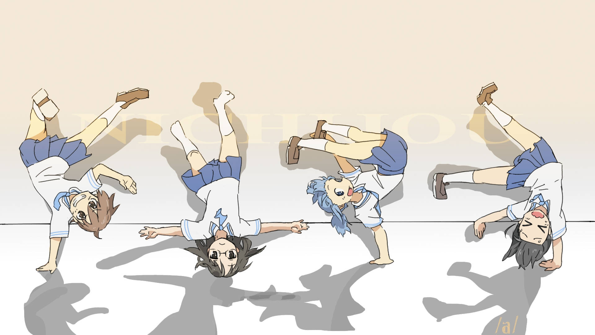 Nichijou Wieltol Muurpapier