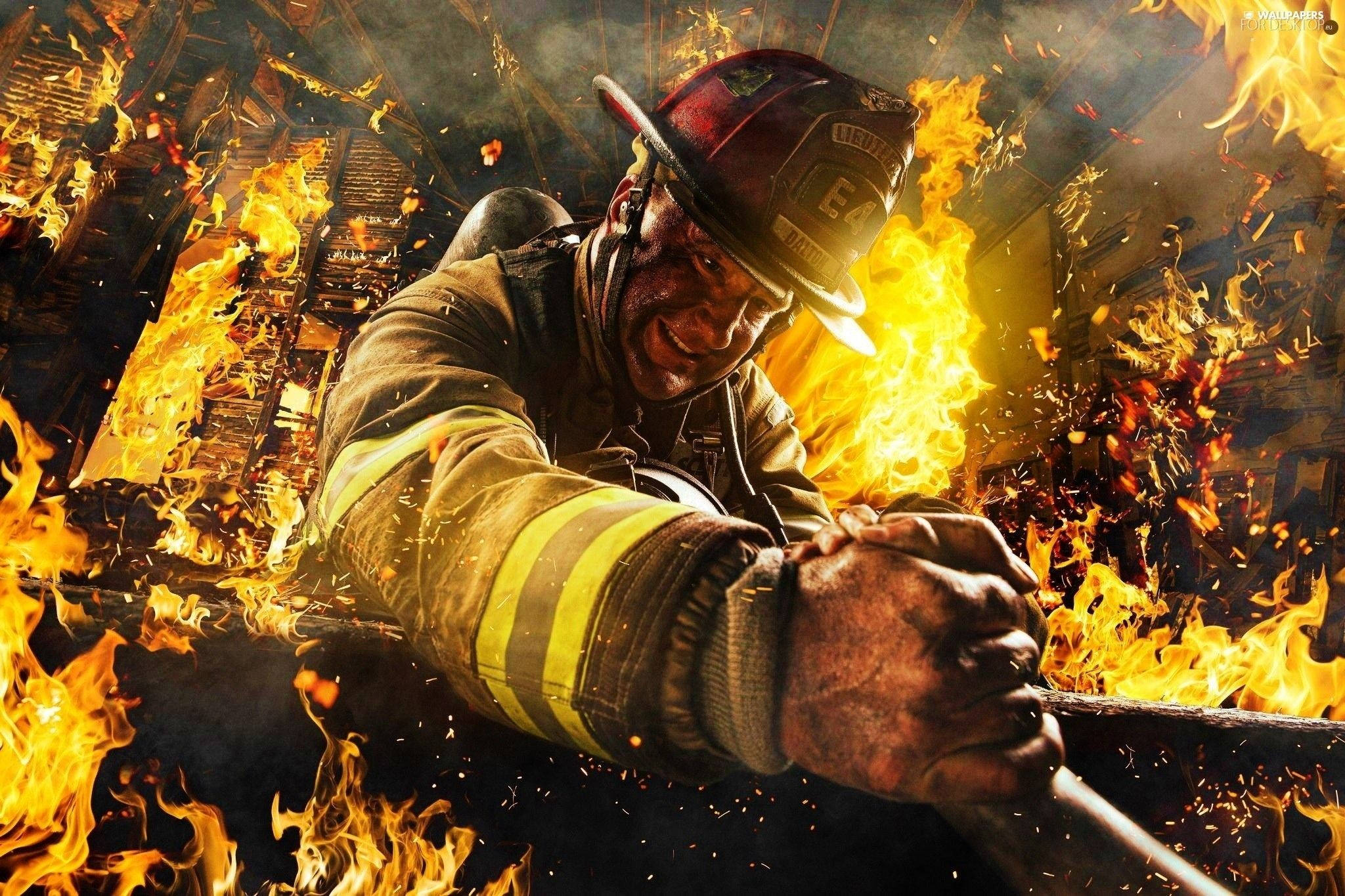 "Nie almal dra kappe nie" Foto's met 'n Brandweerman Muurpapier