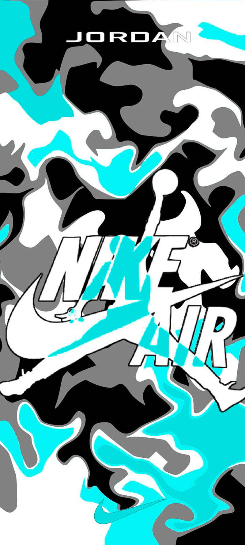 Nike Graffiti Air Turkoois Grys Swart Muurpapier