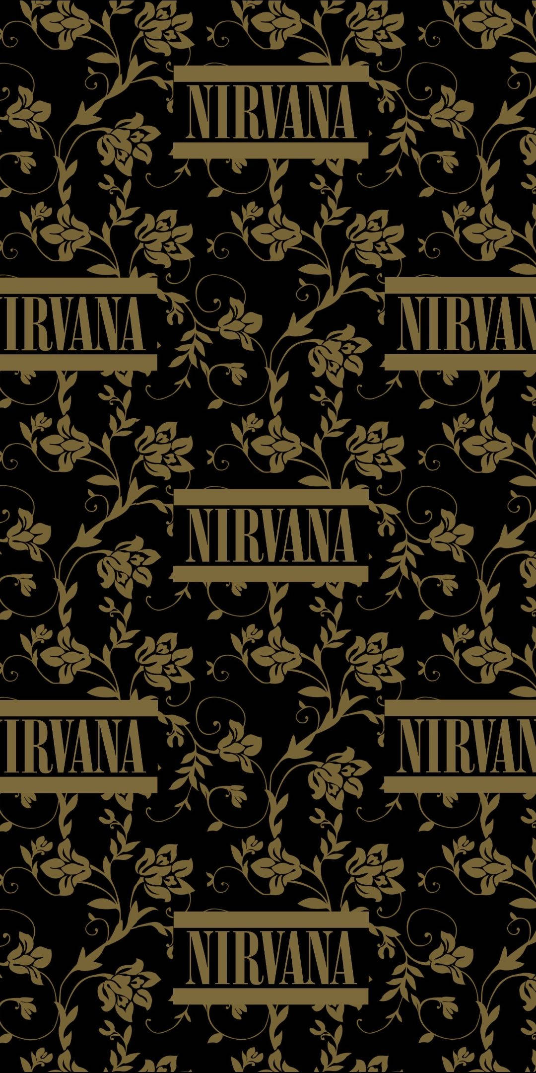 Nirvana Goud Swart Muurpapier
