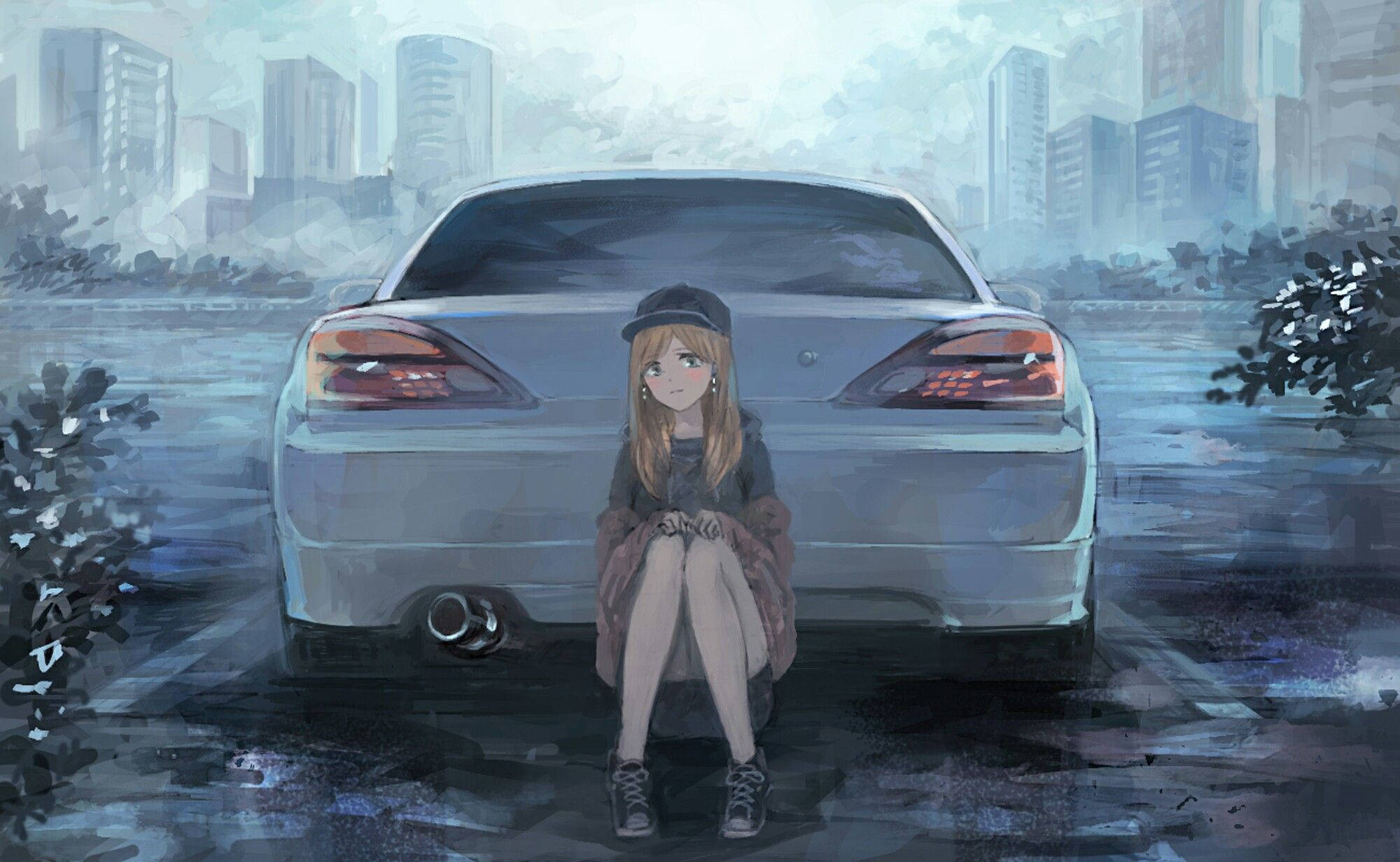 Nissan Silvia Kar Anime Muurpapier
