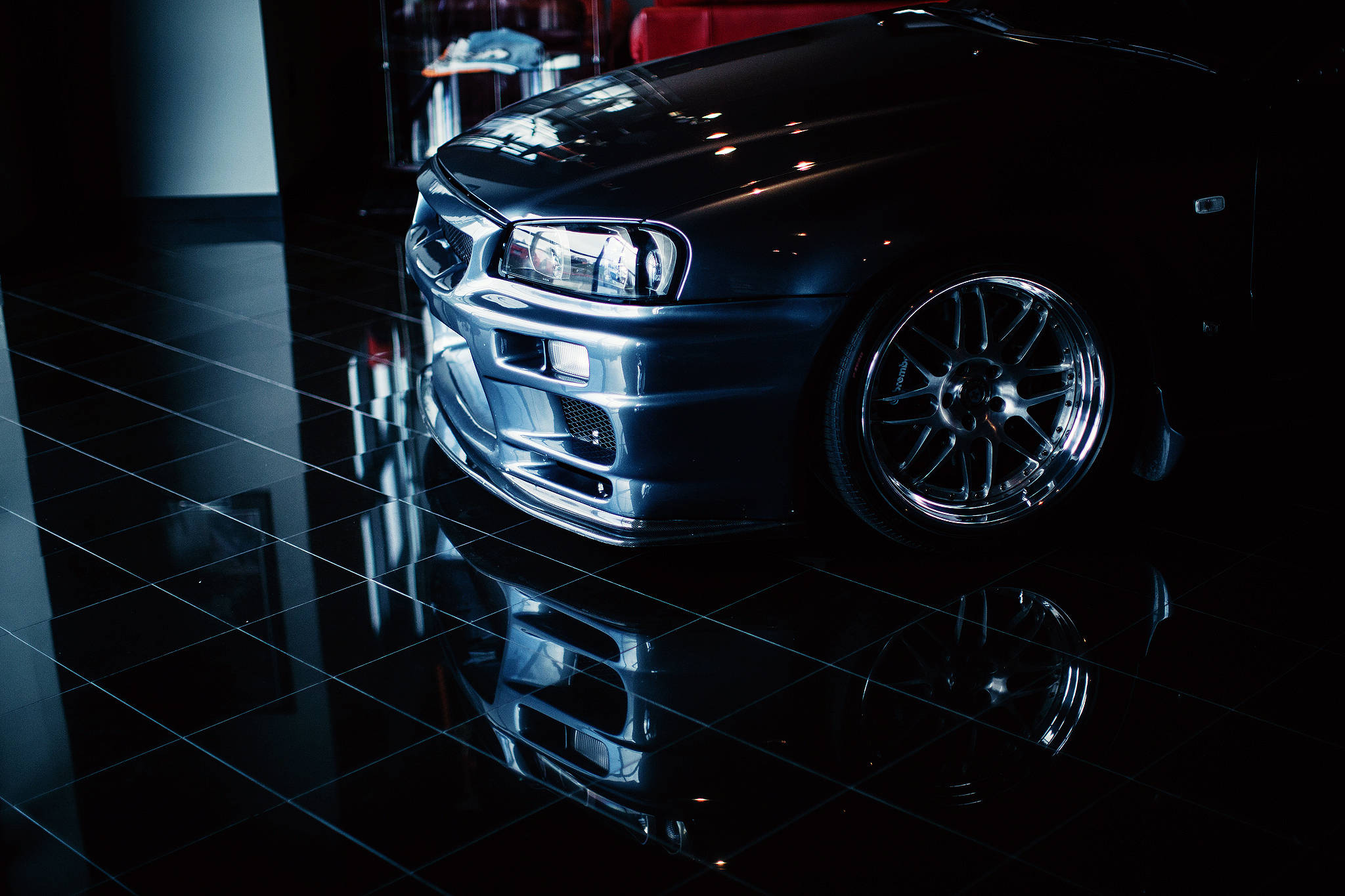 Nissan Skyline GTR R34 Voorste Enjinkap Muurpapier