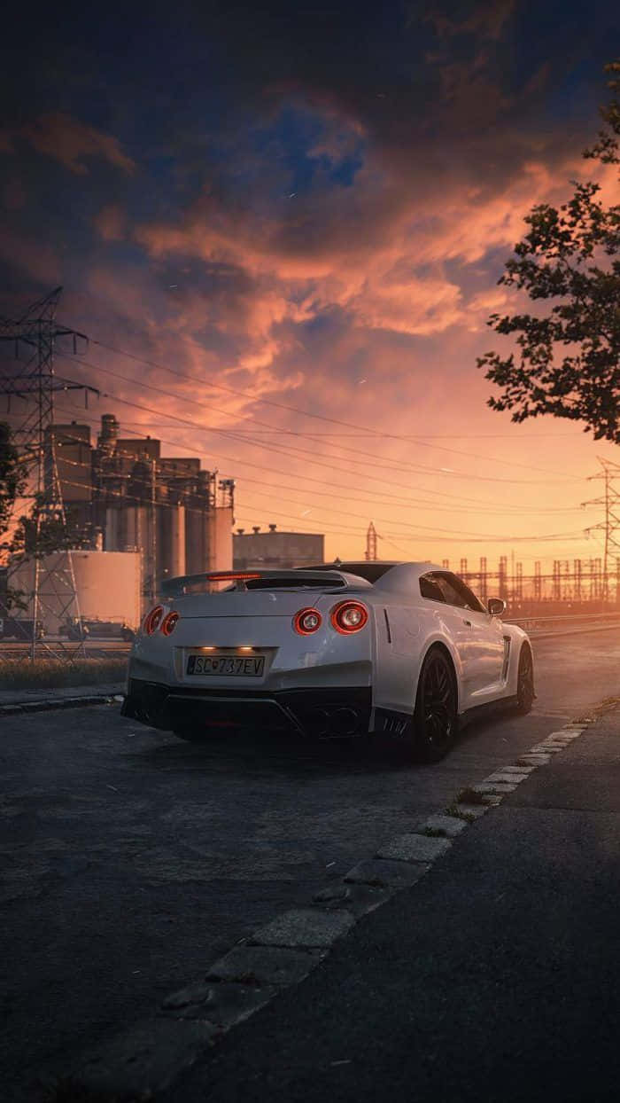 Nissan Skyline iPhone Sonsondergang-uitsig Muurpapier