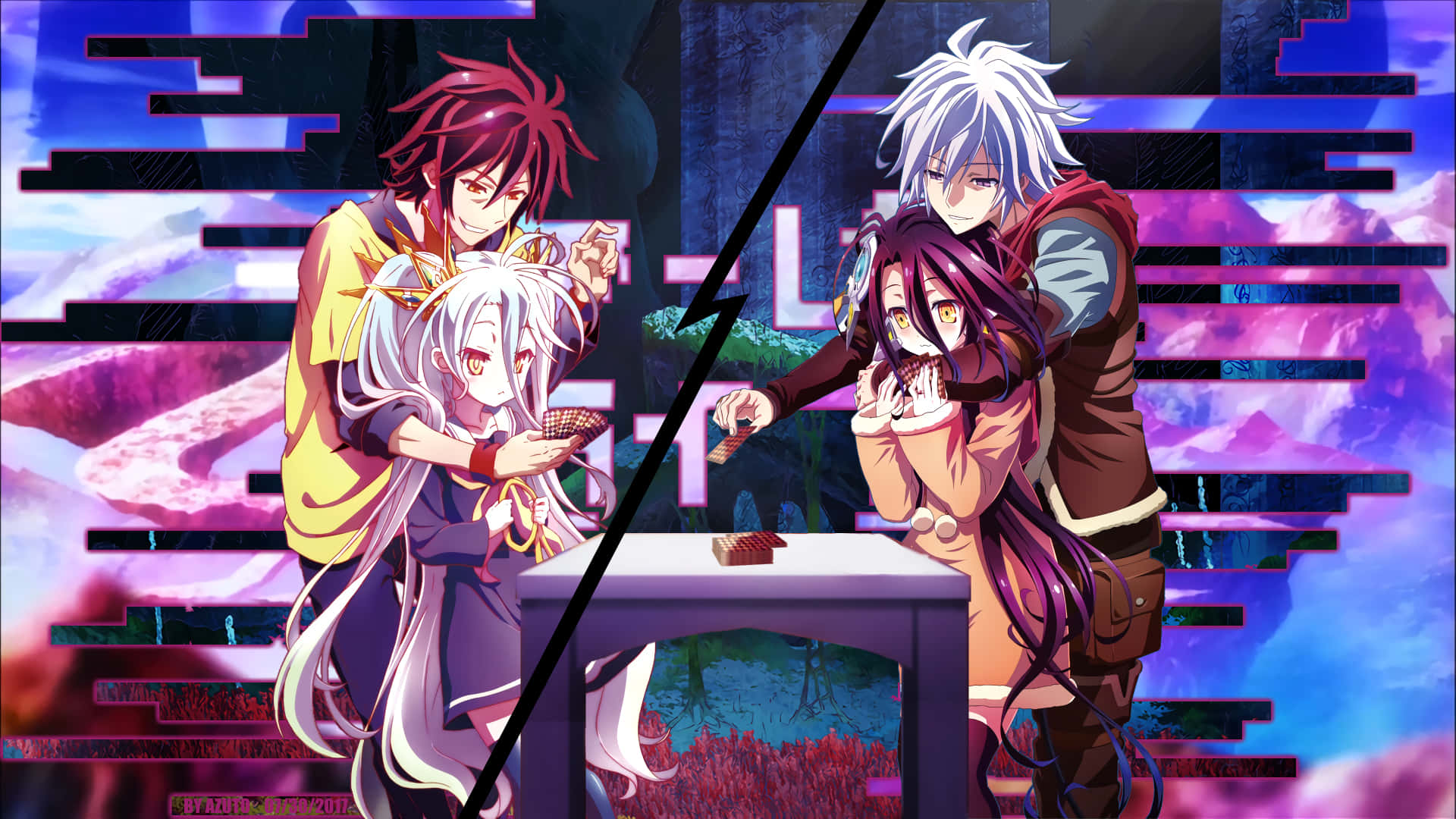 No Game No Life Anime Verskillende Broers en Susters Prent Muurpapier