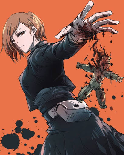 Nobara Kugisaki se strooipop in Jujutsu Kaisen-agtergrond. — Jujutsu Kaisen Muurpapier