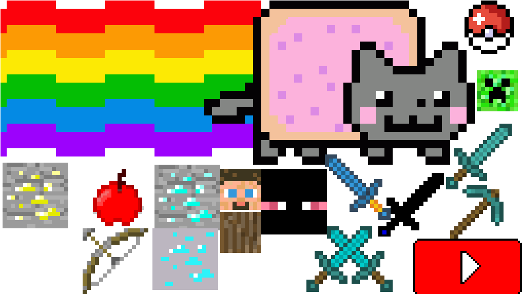 Nyan Cat en Gewilde Videospeletjie-items Muurpapier