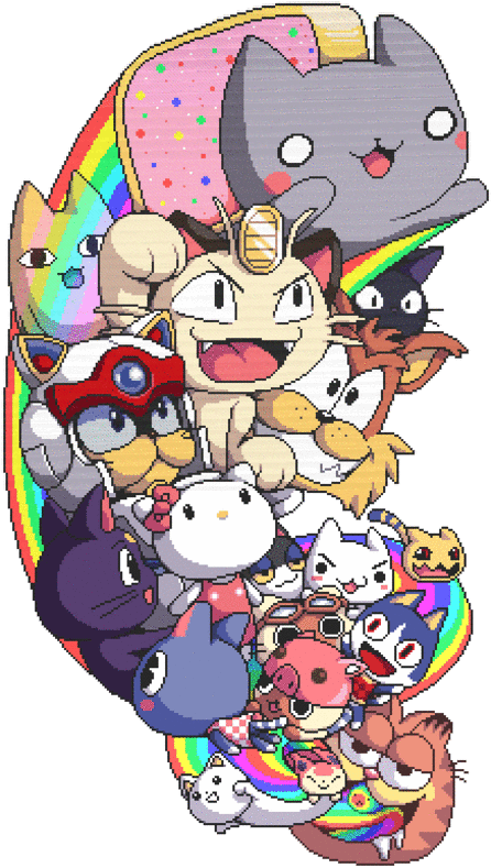 Nyan Cat en Popkultuurkarakters Muurpapier