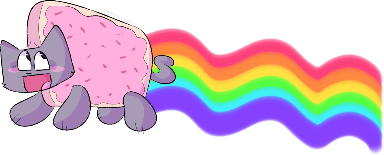 Nyan Cat Pop Tart Reënboog Spoor Muurpapier