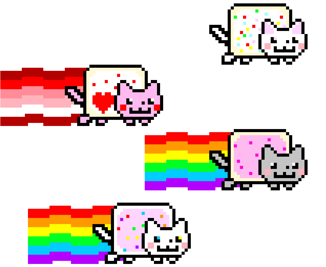 Nyan Cat Variasies Pixel Kuns Muurpapier