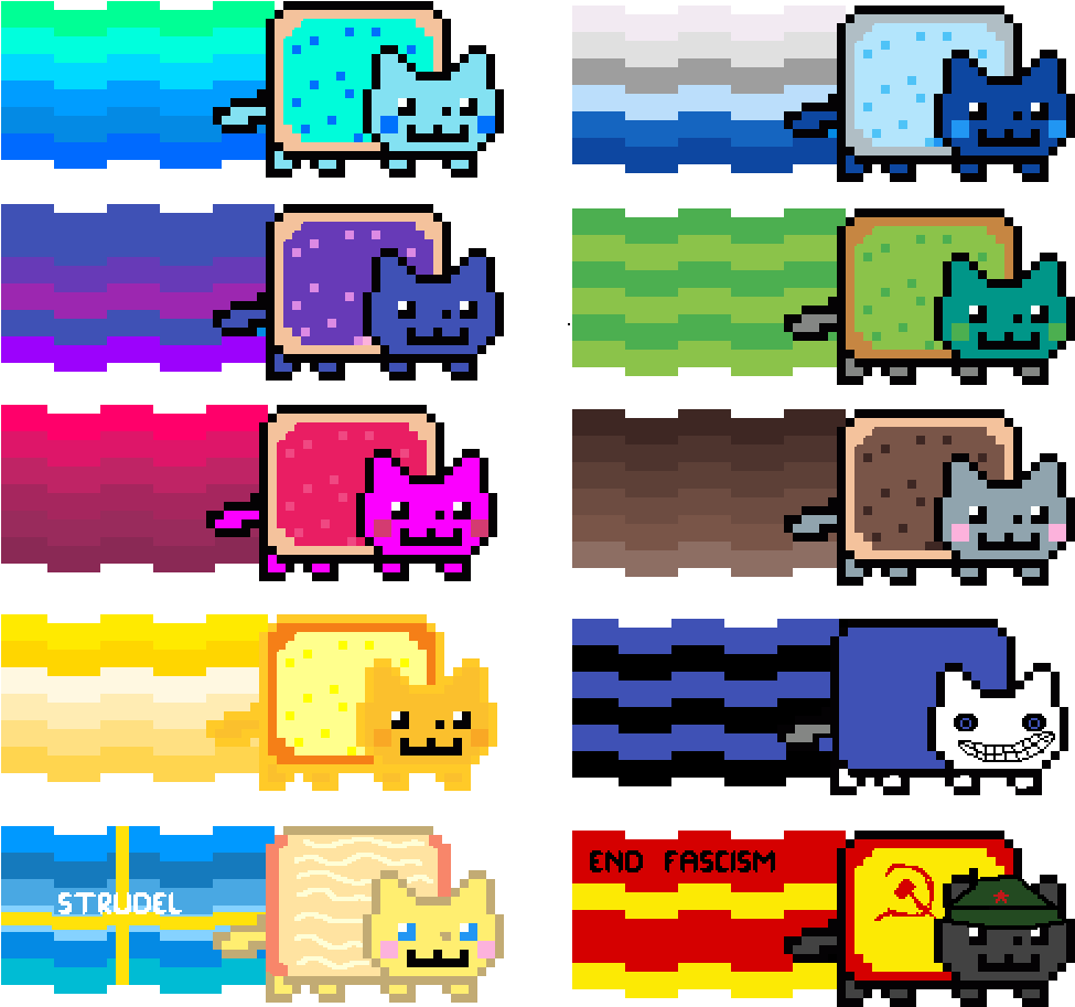 Nyan Cat Variasies Pixel Kuns Muurpapier