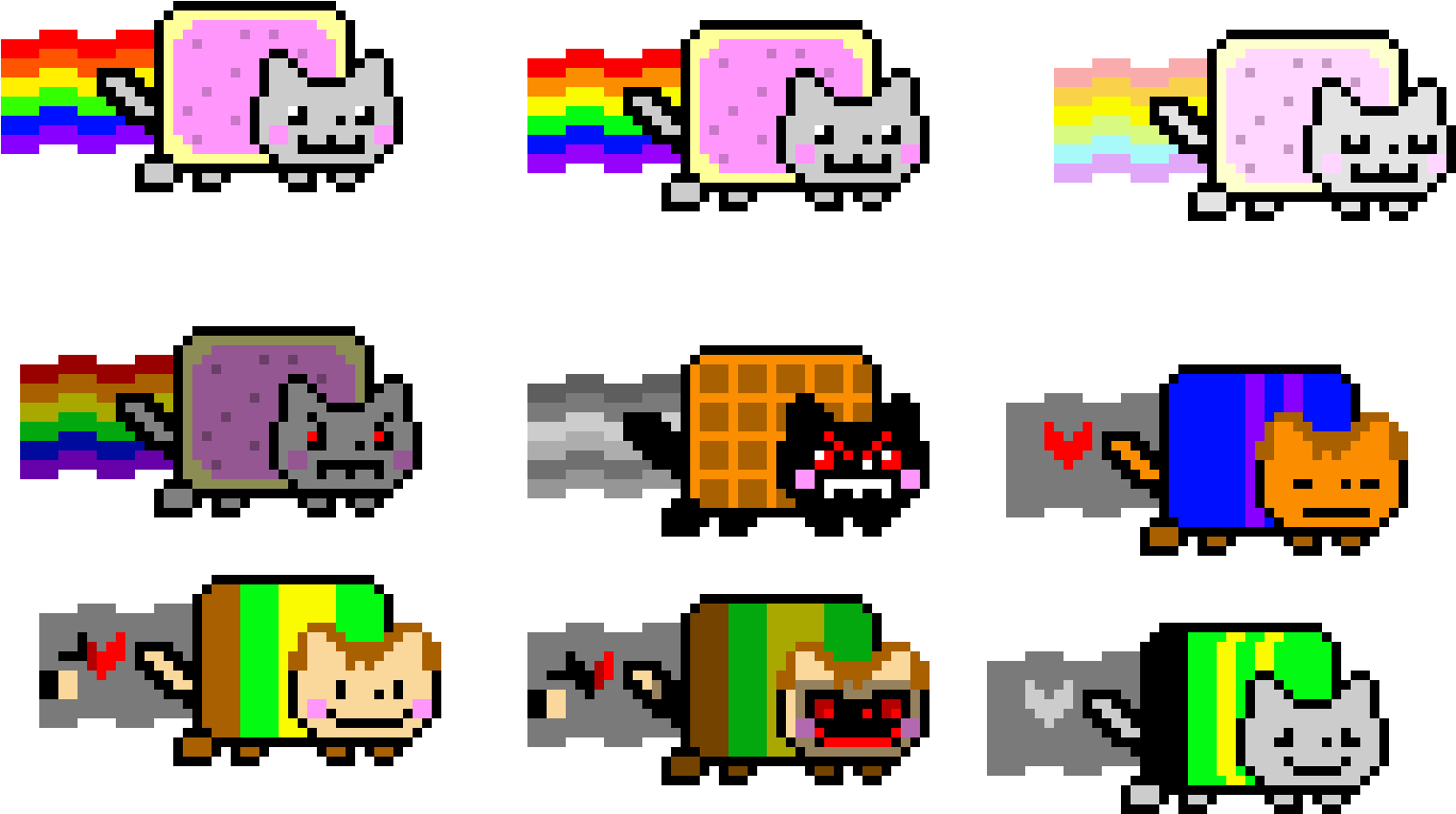 Nyan Cat Variasies Pixelkuns Muurpapier
