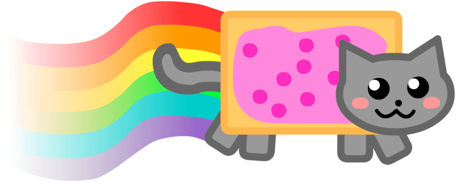 Nyan_ Kat_ Pop_ Tert_ Reënboog Muurpapier