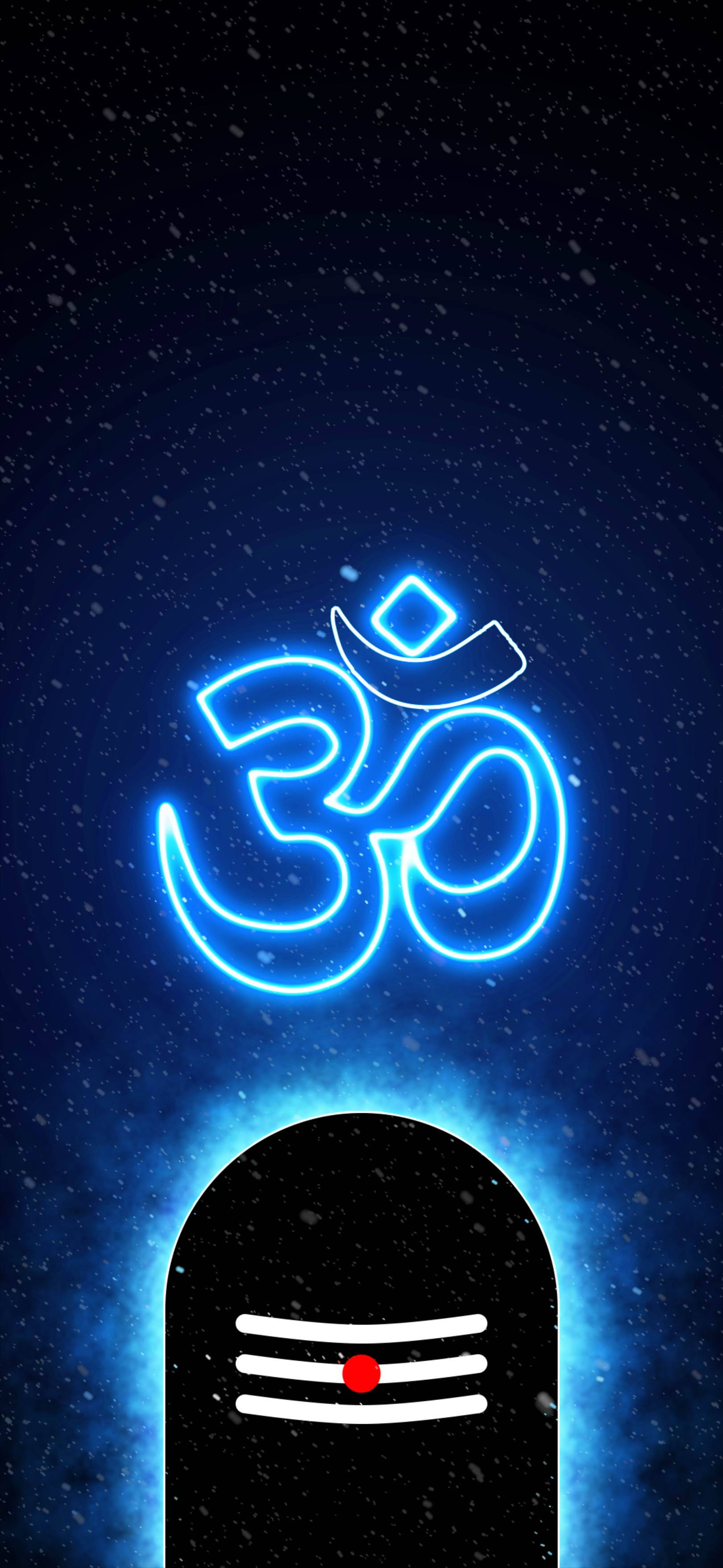 Om-simbool Blou Neon Muurpapier