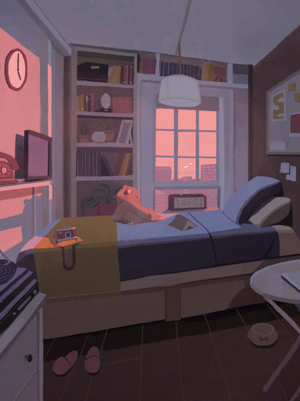 Omhels die Anime-kamer-stemming Muurpapier