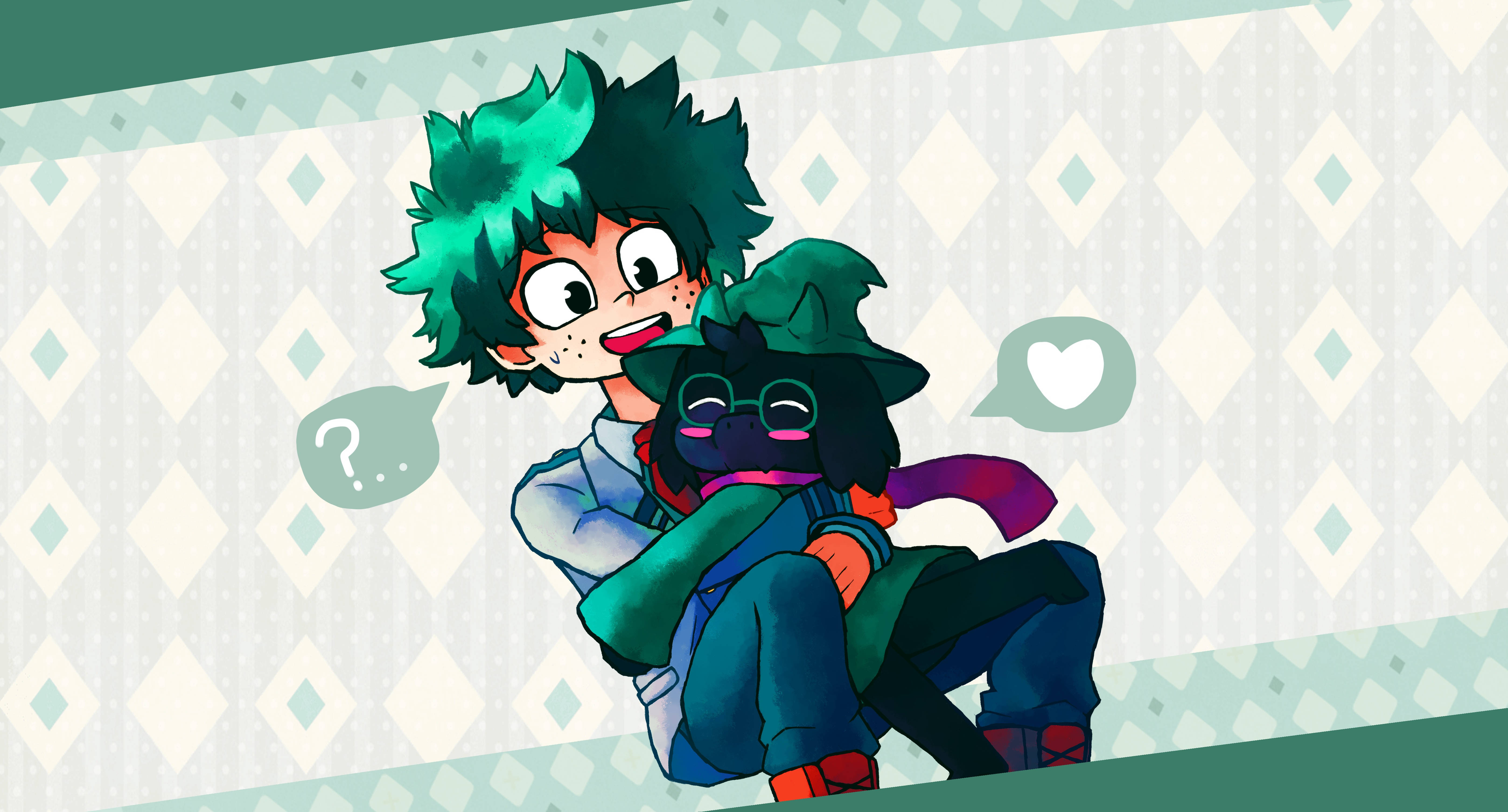 Omhelsende Izuku Midoriya 4K Muurpapier