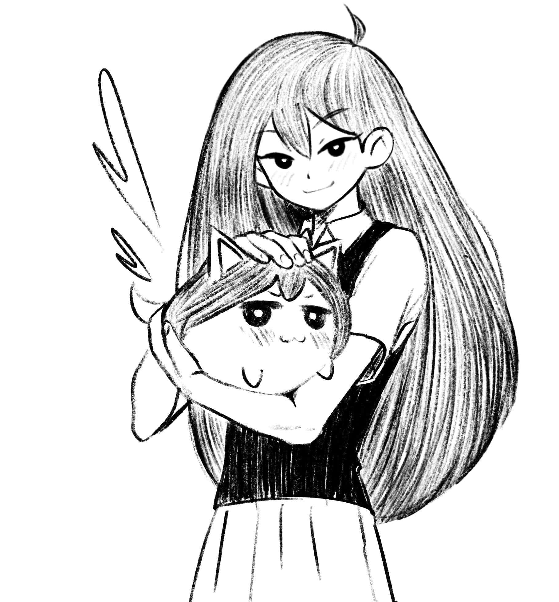 Omori Pfp Aubrey Met Kat Muurpapier