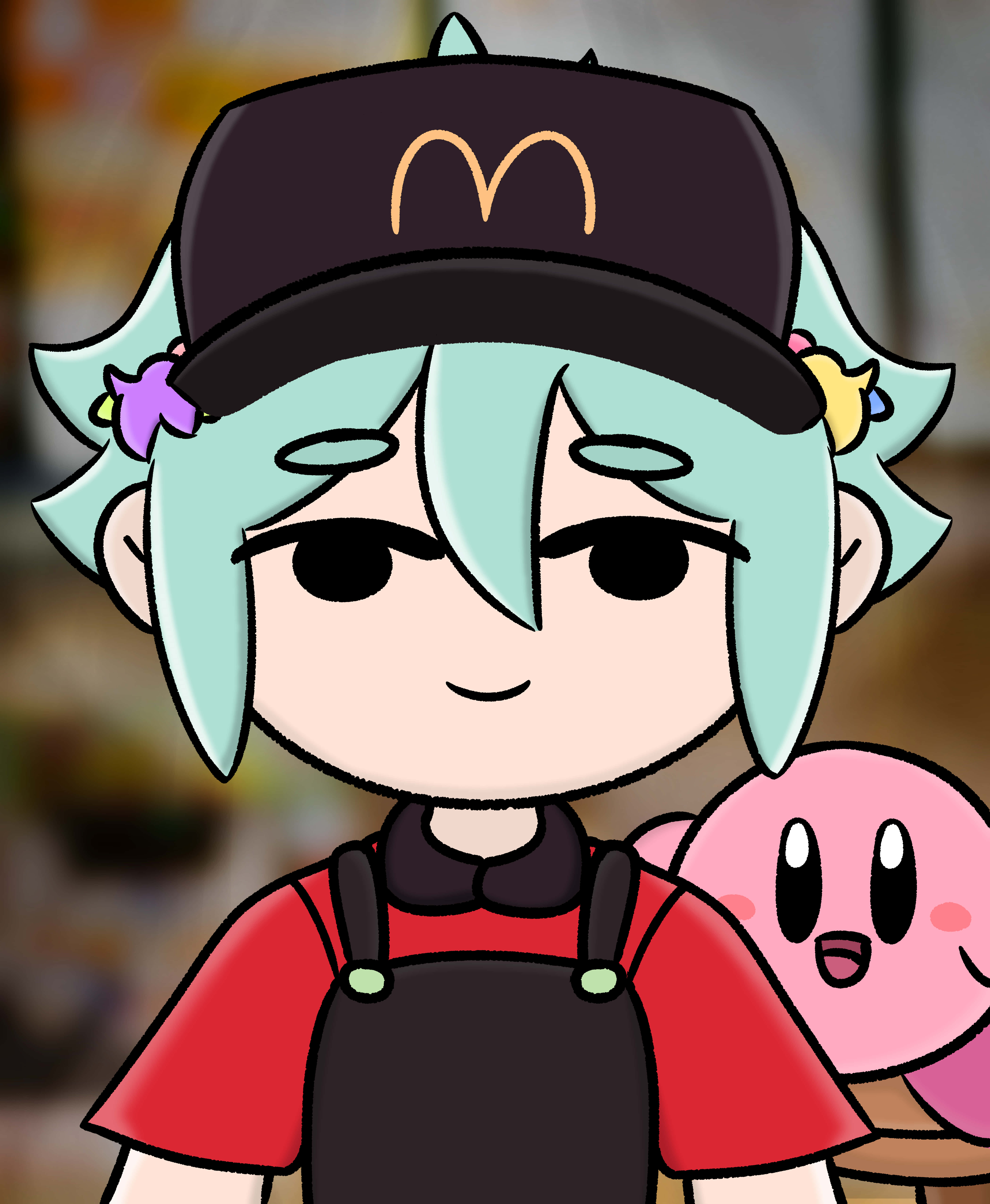 Omori-pfp Basil met Kirby Muurpapier