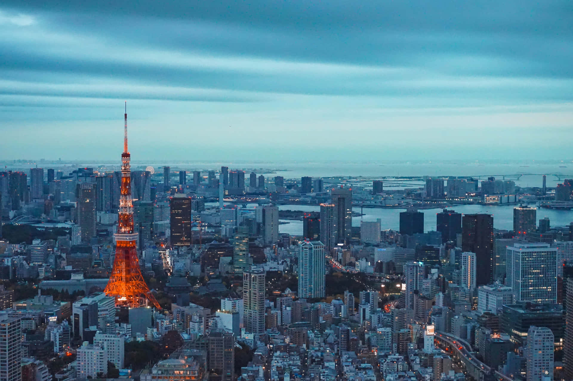 Omvattende Uitsig Oor Tokio Stad in Japan — Japan GIF Muurpapier